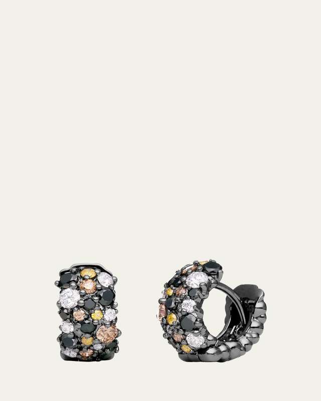 Small Multicolor Diamond Confetti Hoop Earrings